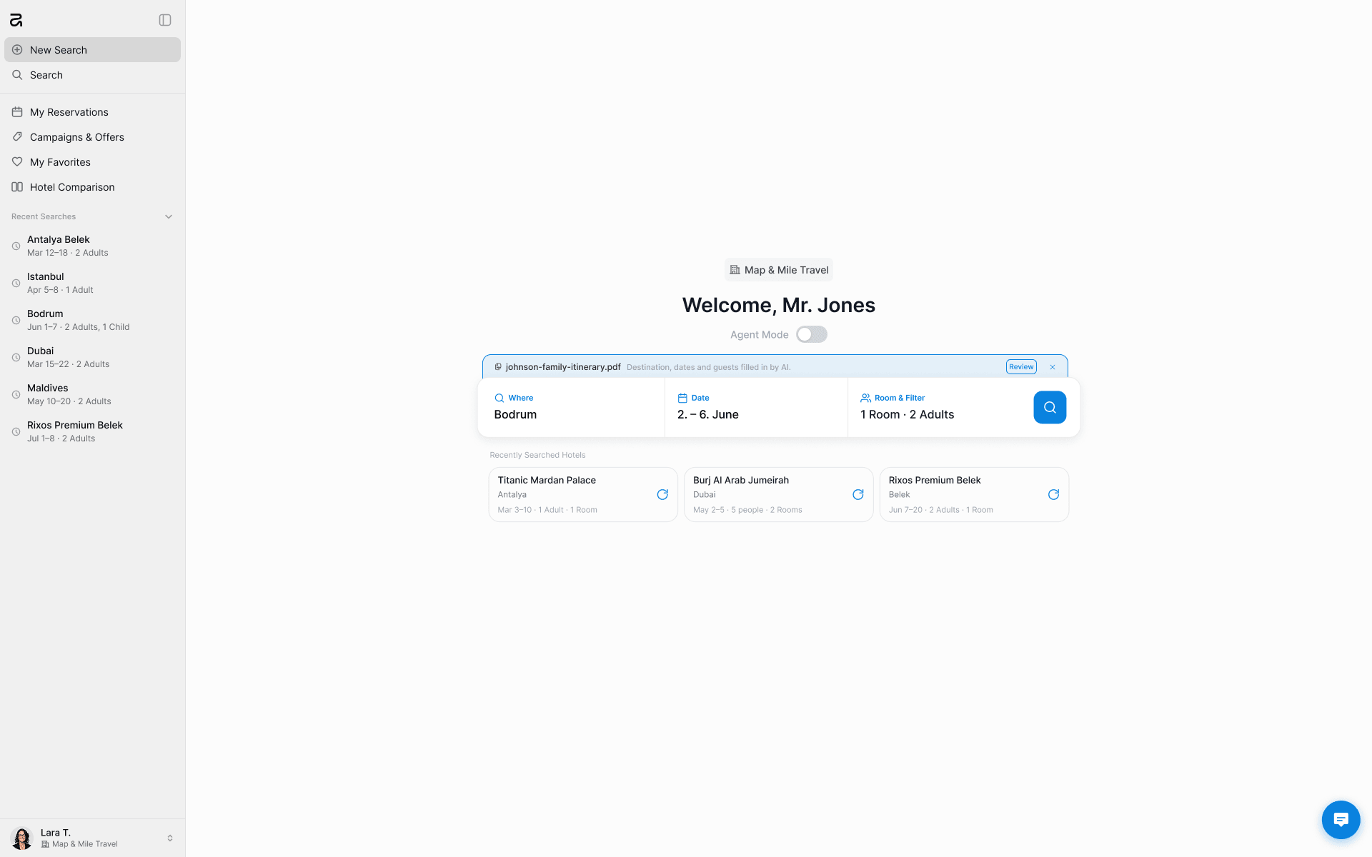 ahotels start page on desktop
