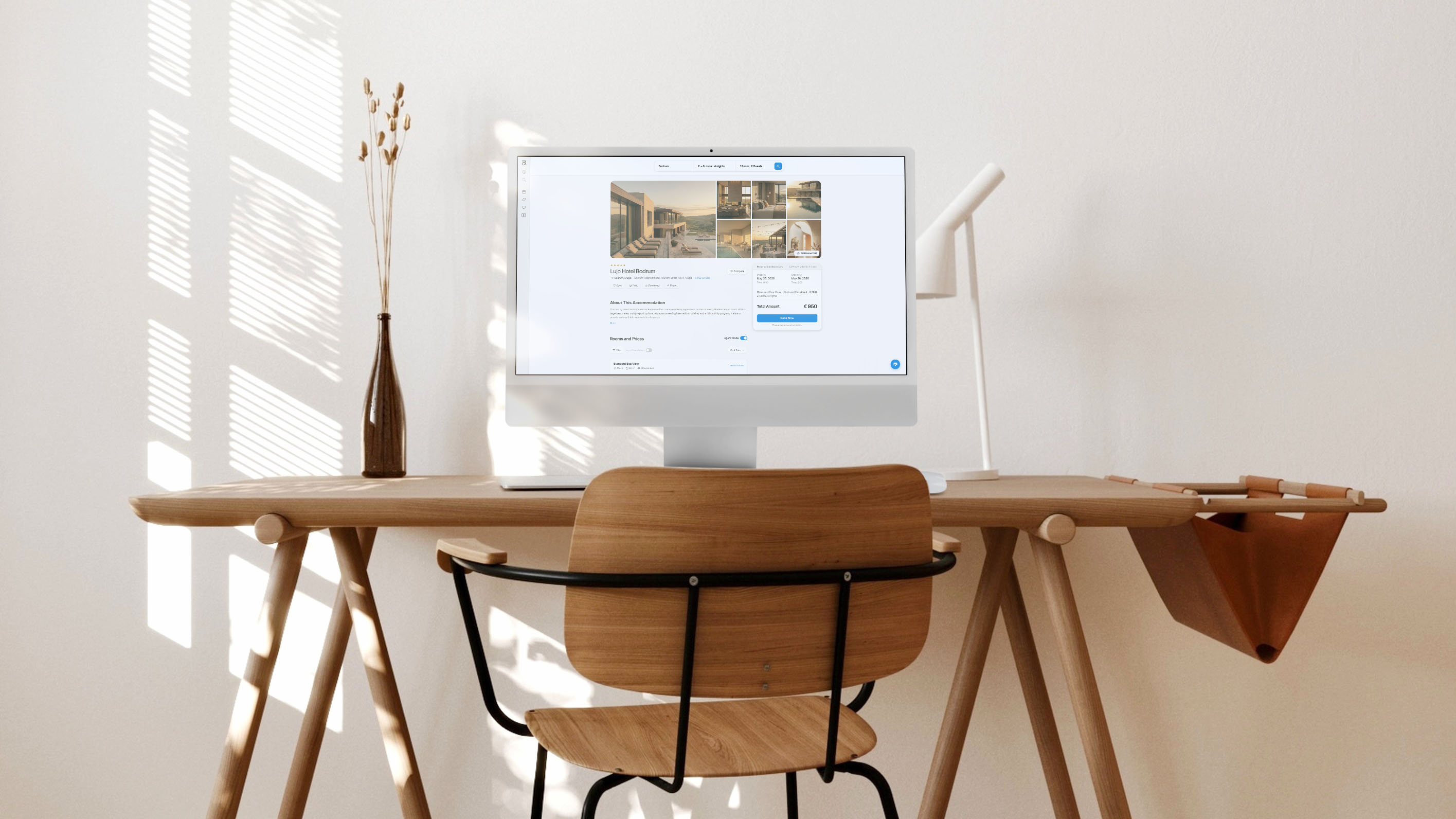 The ahotels booking platform shown on a desktop mockup