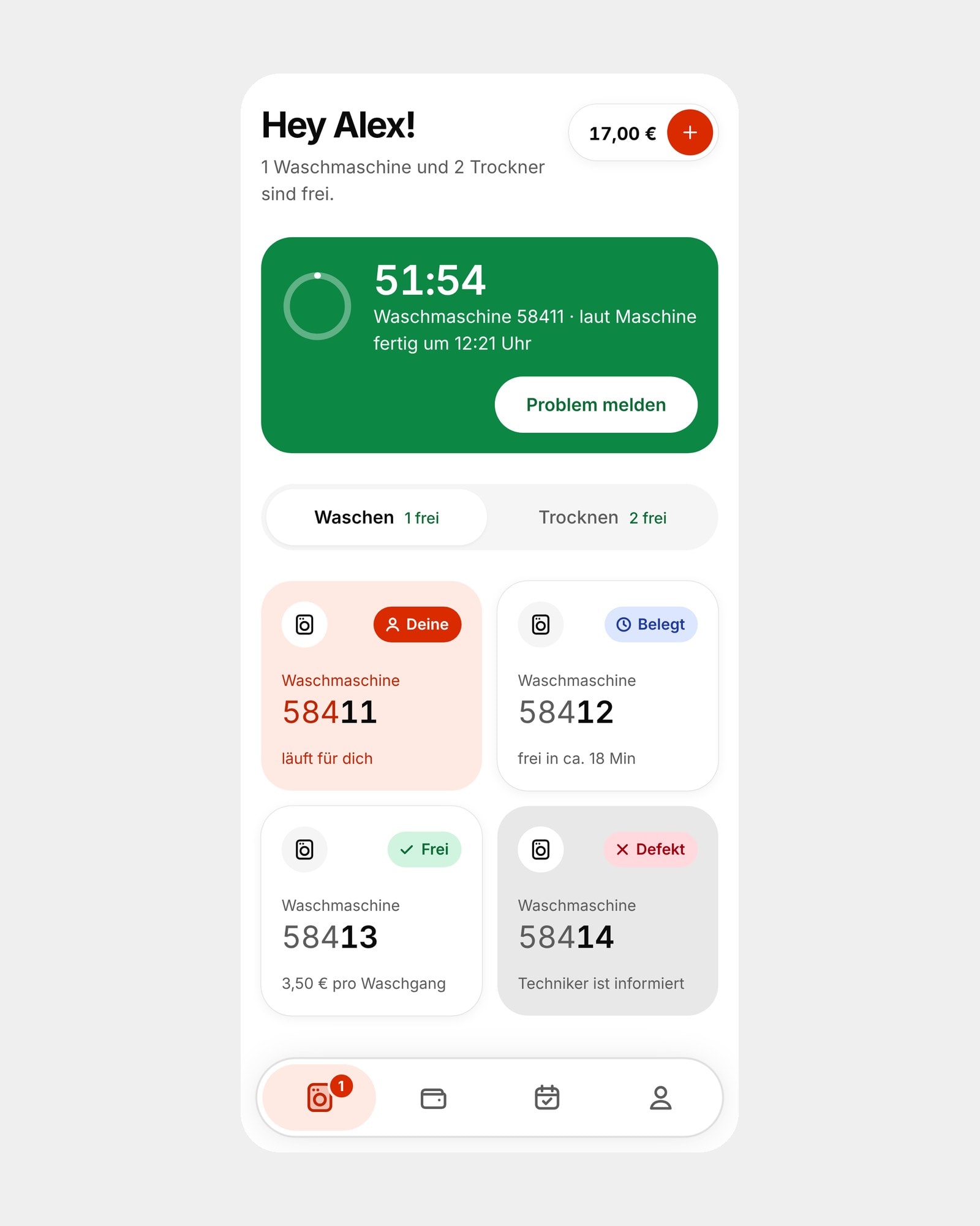 appWash redesign: Running wash with countdown