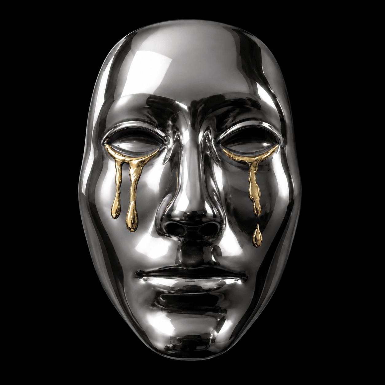 Tears, 2018 — chrome mask with golden tears
