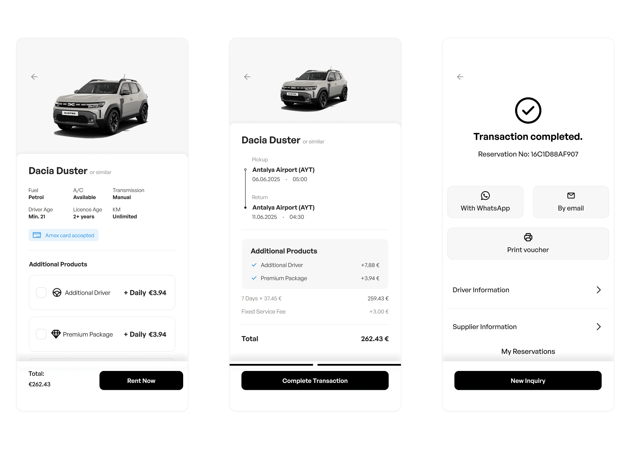 rentalCar on mobile