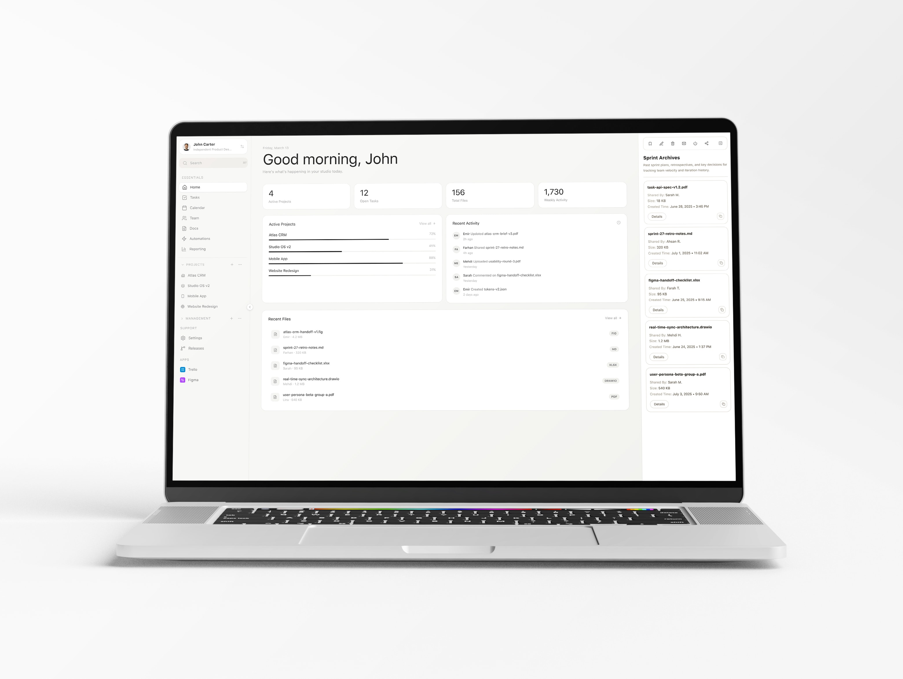 studio OS on desktop